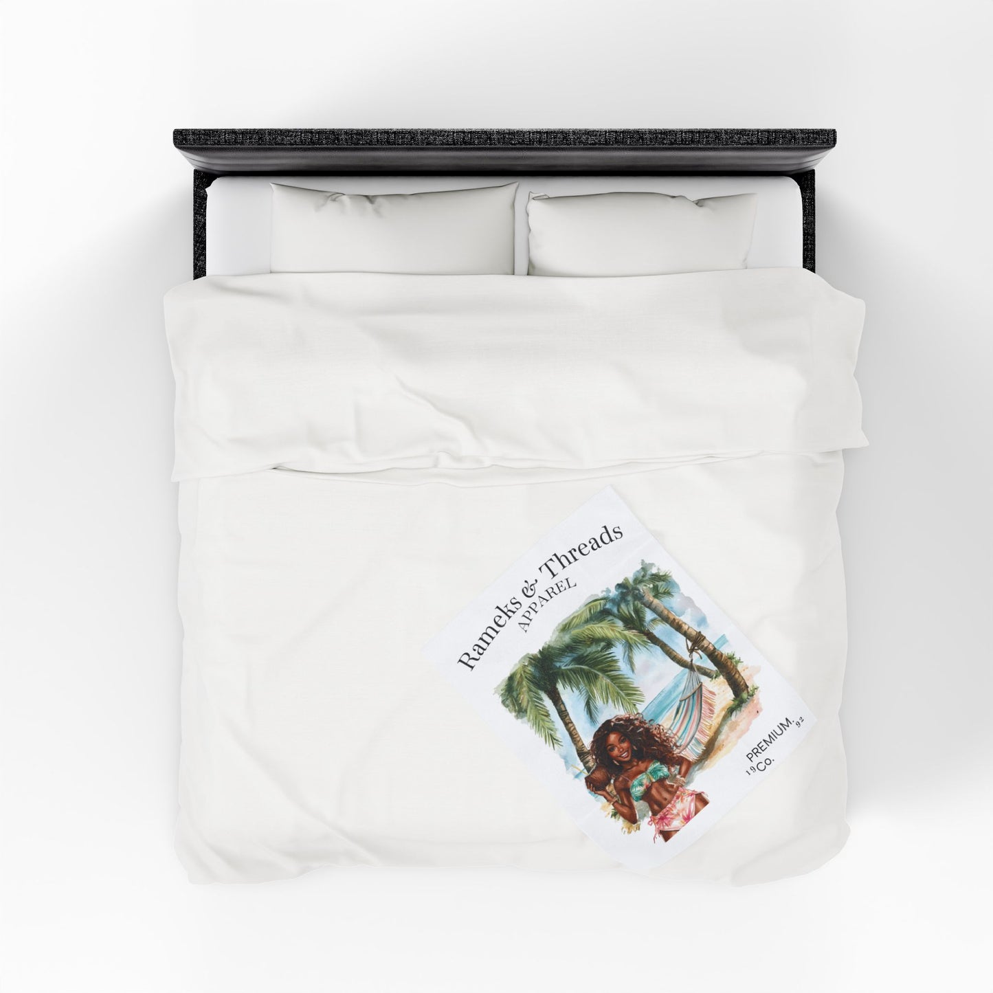 Cute Beach scene Velveteen Plush Blanket
