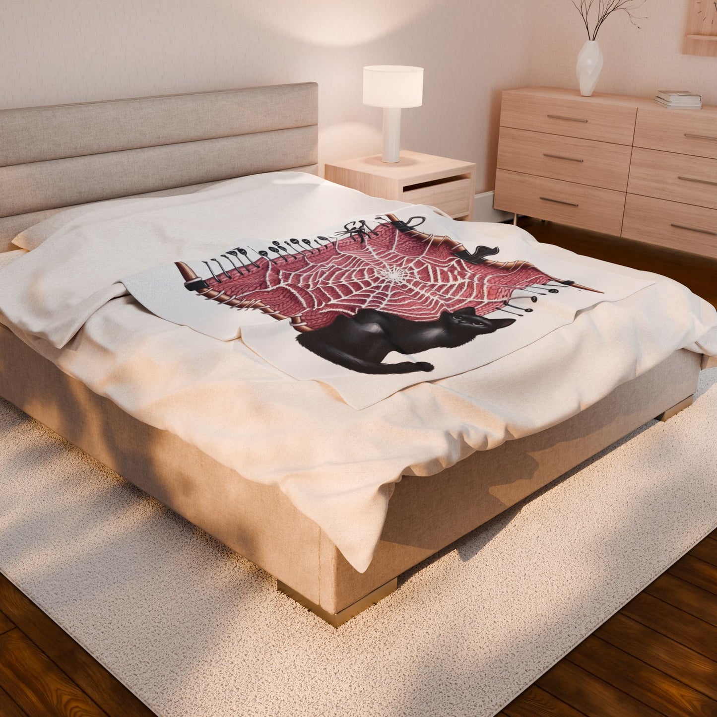Cozy Cat-Themed Velveteen Plush Blanket | Purr-fect for Halloween, Home Decor, Cat Lovers, Gift for Her, Cozy Nights