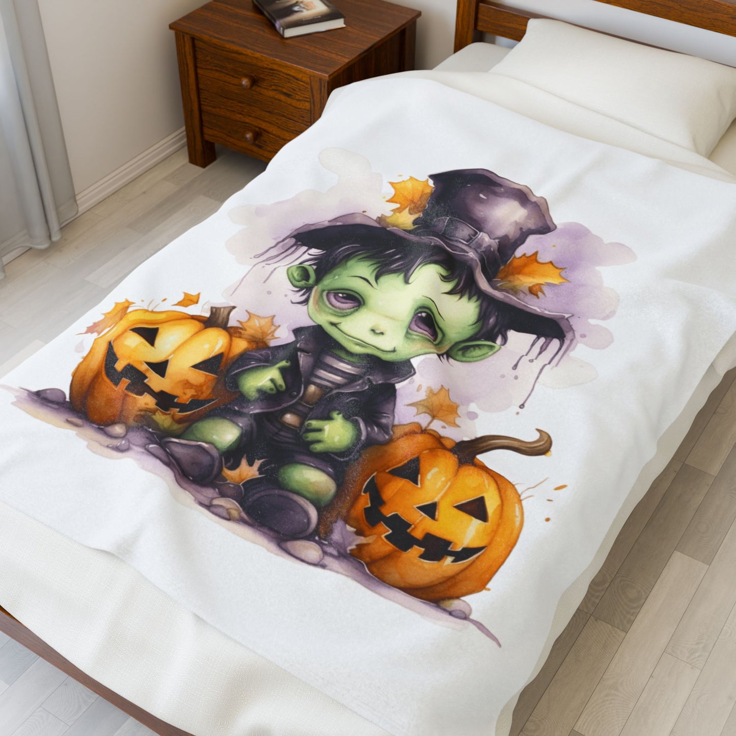 Adorable Halloween Plush Blanket, Cozy Throw for Fall Decor, Kids' Gifts, Spooky Season, Halloween Party Decor, Trick or Treat snuggles