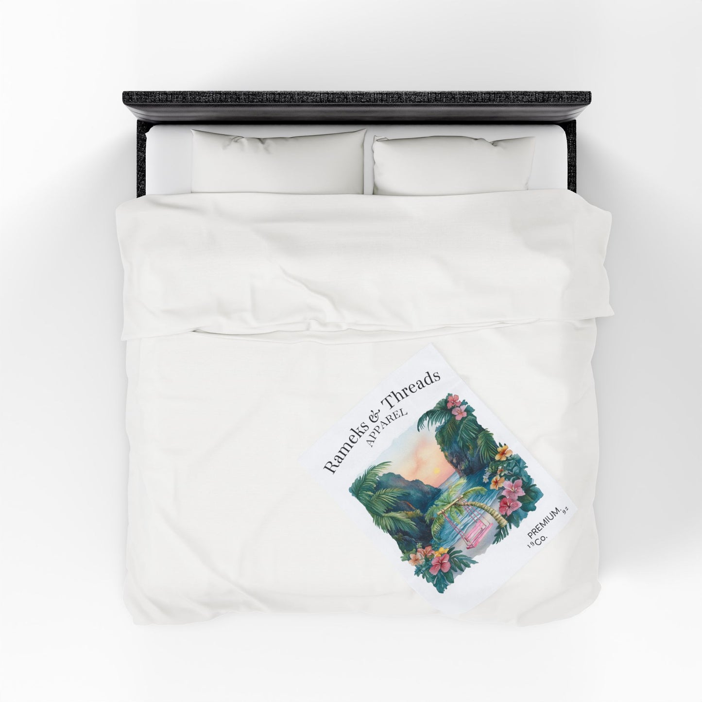 Cute Beach scene Velveteen Plush Blanket