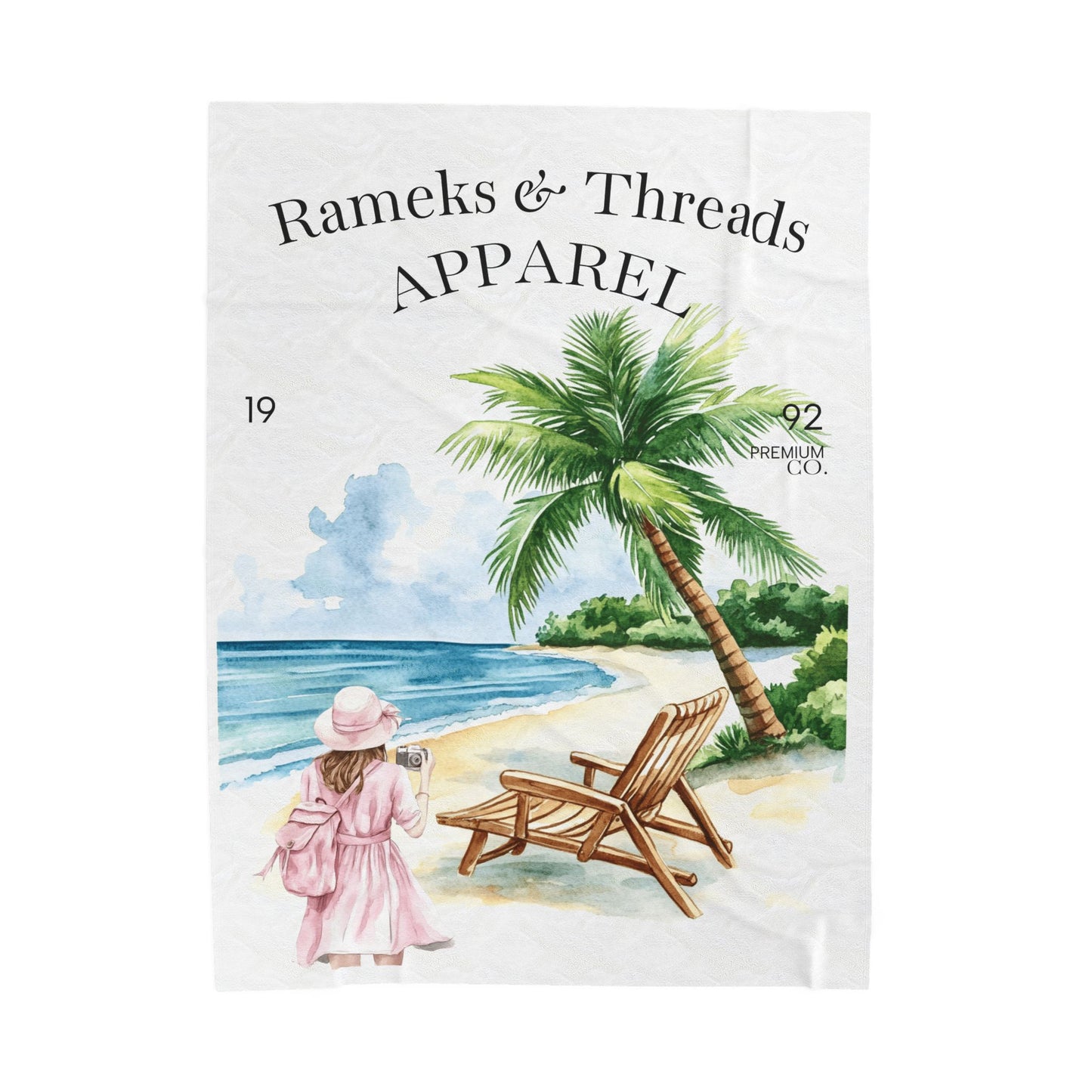 Cute Beach scene Velveteen Plush Blanket #4