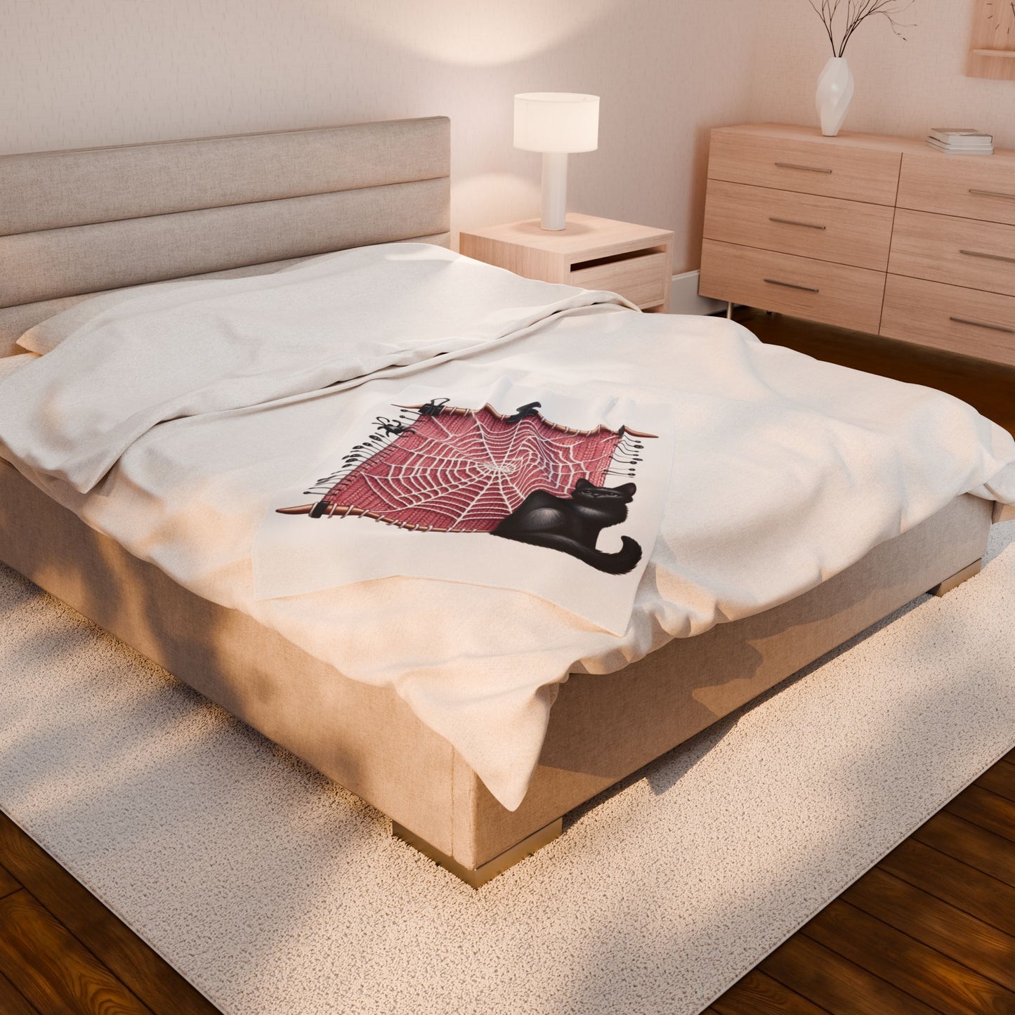 Cozy Cat-Themed Velveteen Plush Blanket | Purr-fect for Halloween, Home Decor, Cat Lovers, Gift for Her, Cozy Nights
