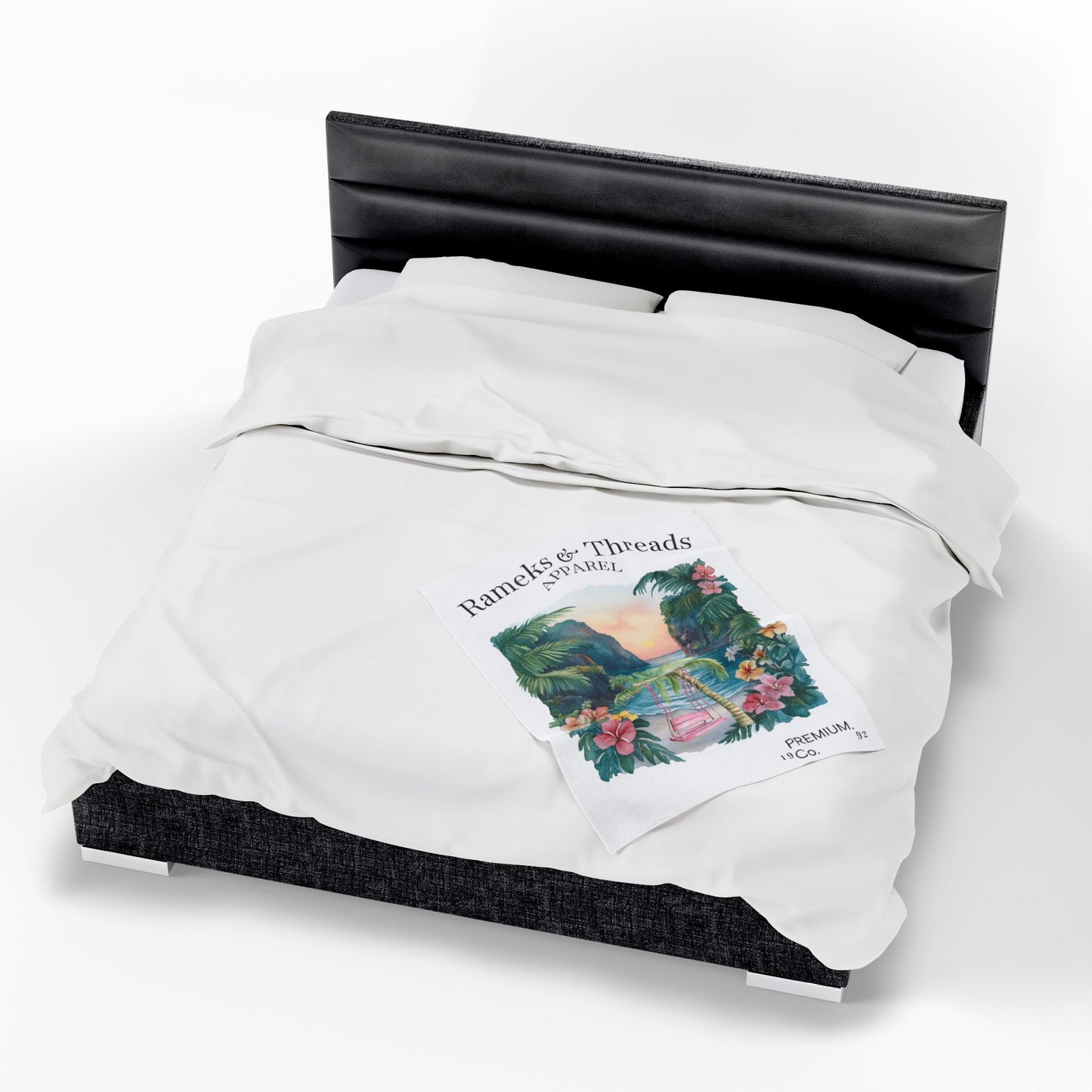 Cute Beach scene Velveteen Plush Blanket