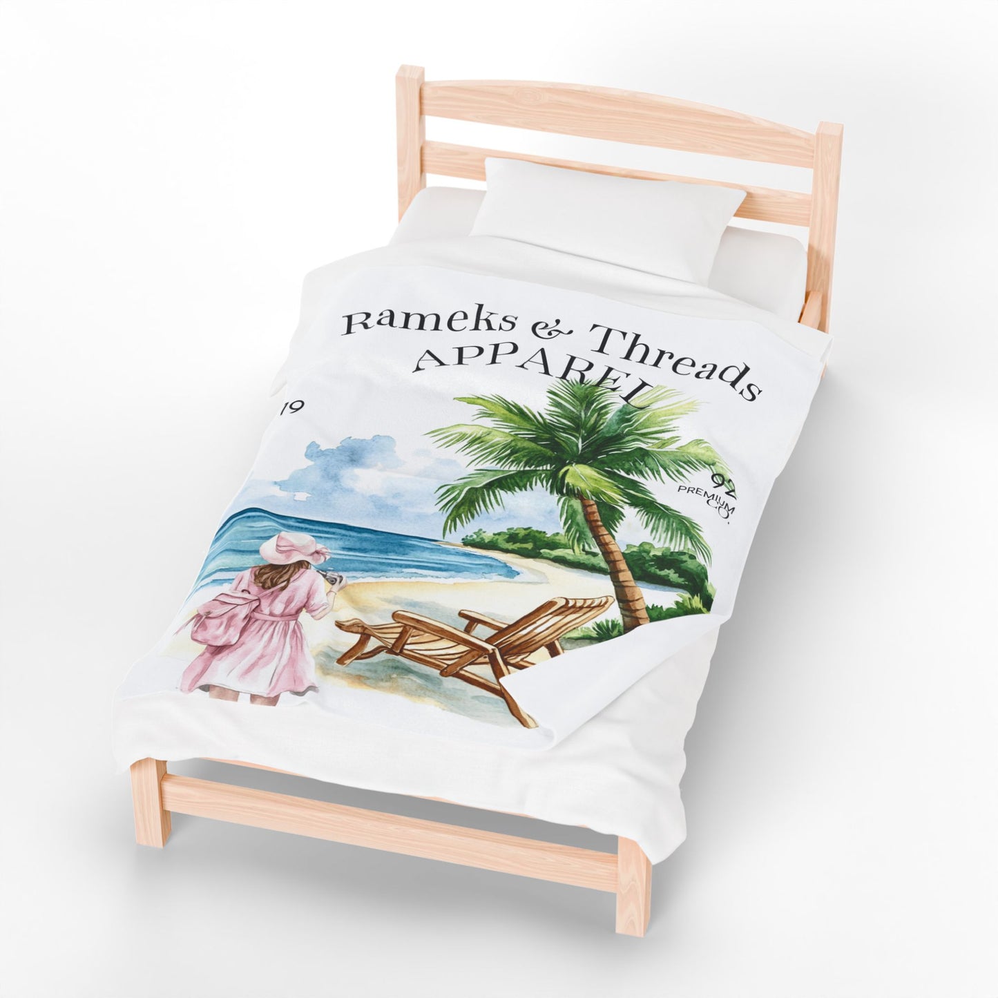 Cute Beach scene Velveteen Plush Blanket #4