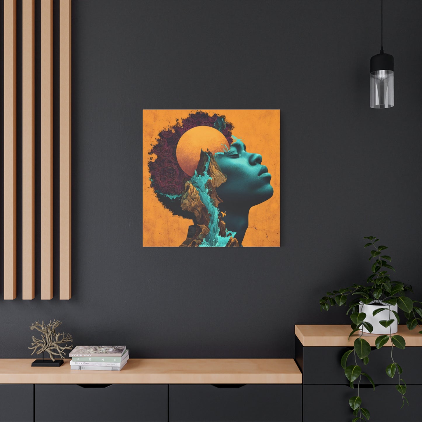Afrofuturist Canvas Wall Art — 'Solace' Portrait on Matte Stretched Canvas
