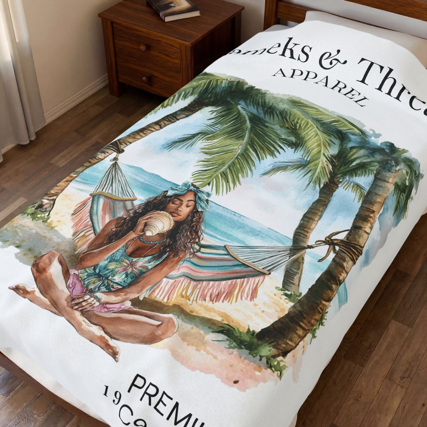 Cute Beach scene Velveteen Plush Blanket #2