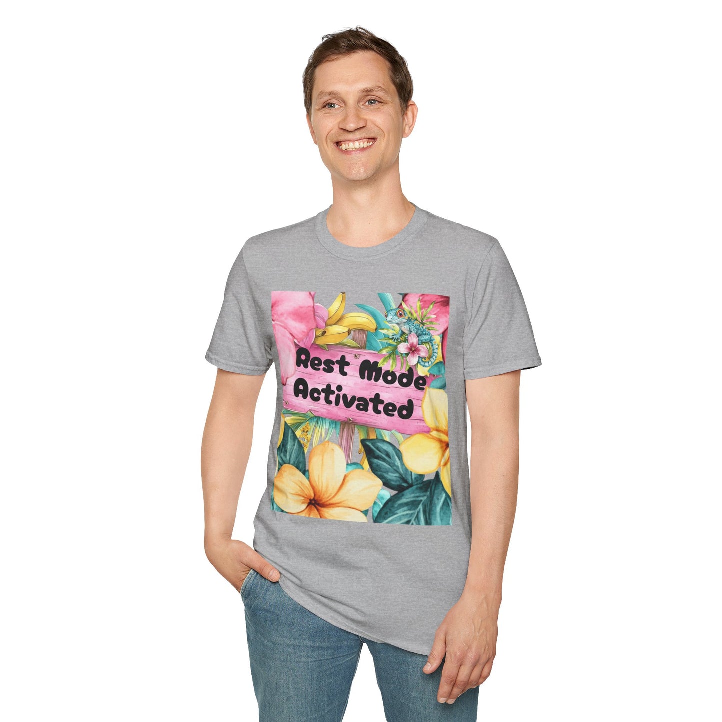T-Shirt — "Rest Mode Activated" Floral Beach Graphic Tee