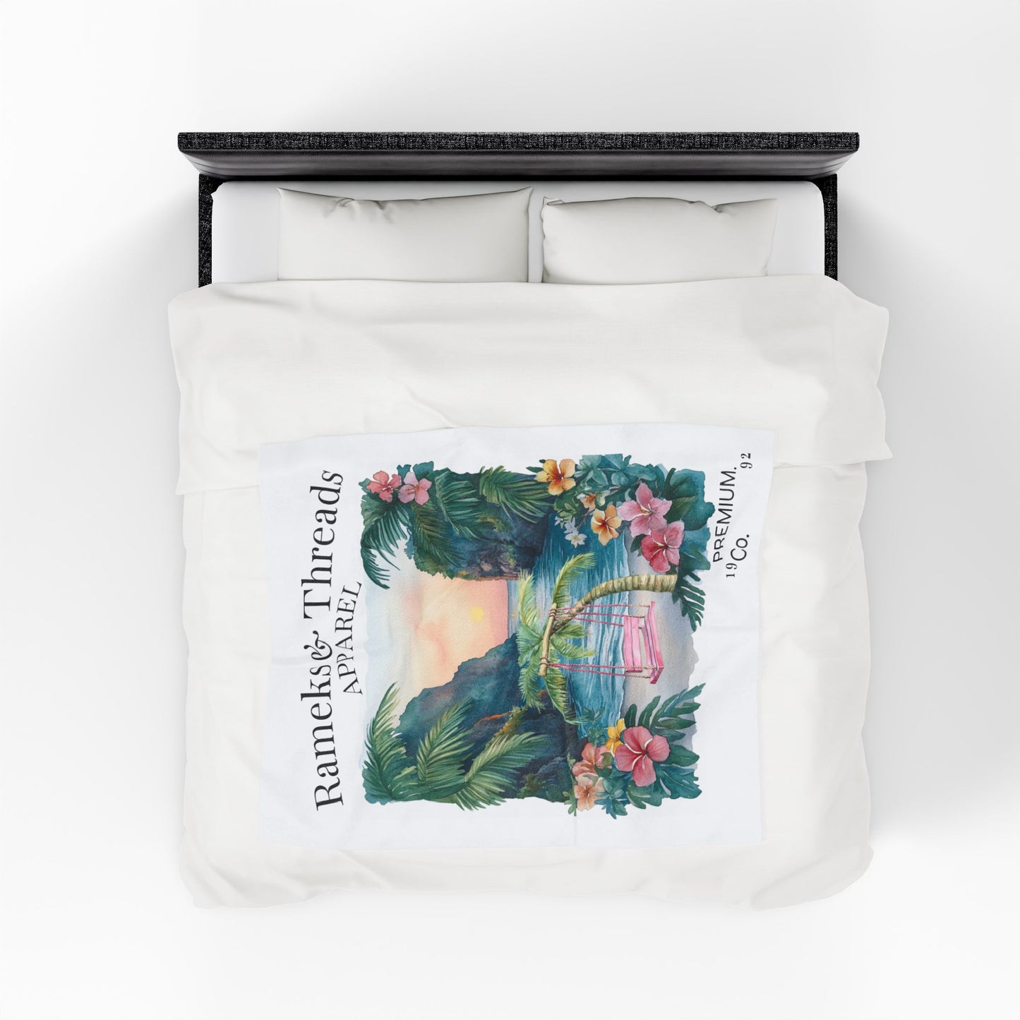 Cute Beach scene Velveteen Plush Blanket