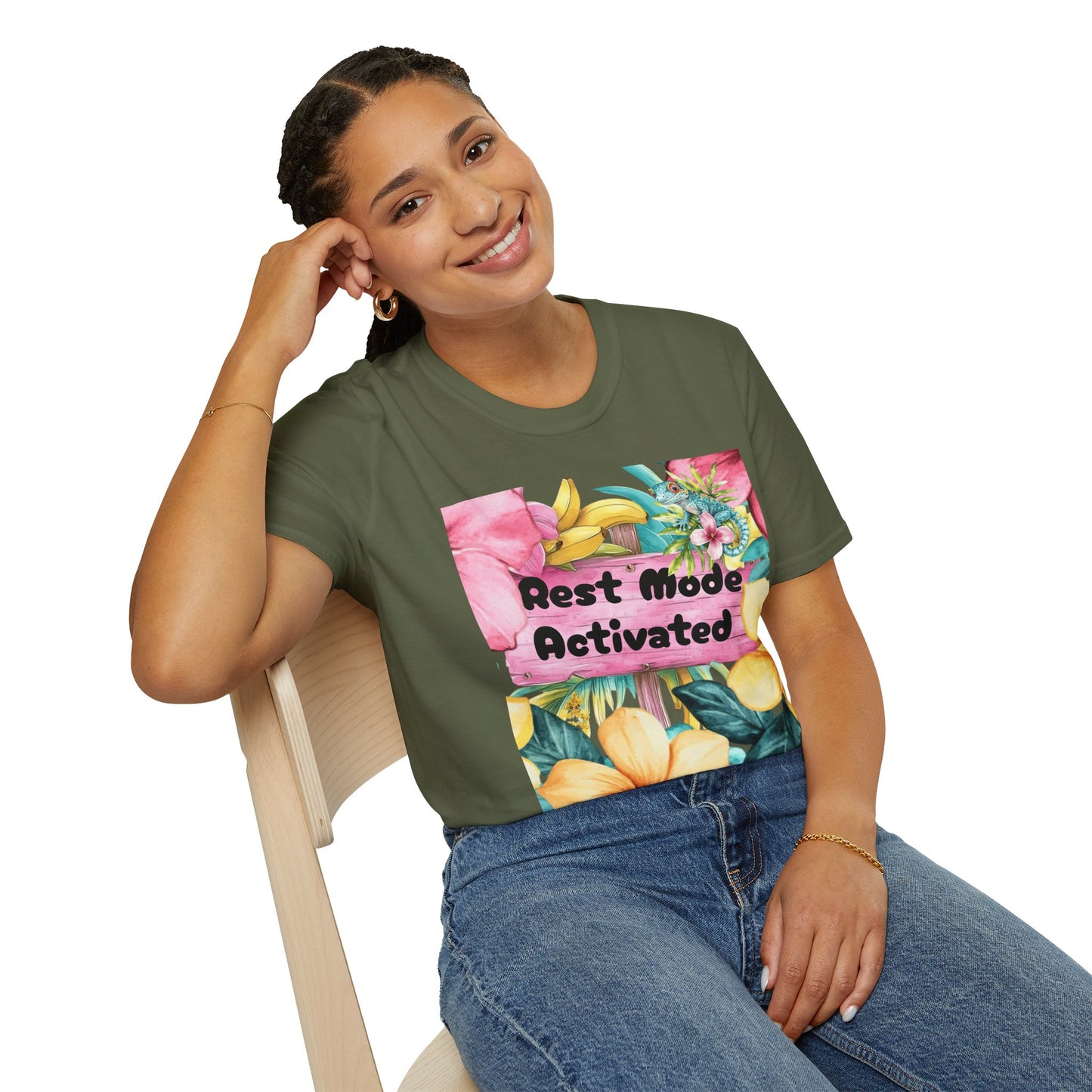 T-Shirt — "Rest Mode Activated" Floral Beach Graphic Tee