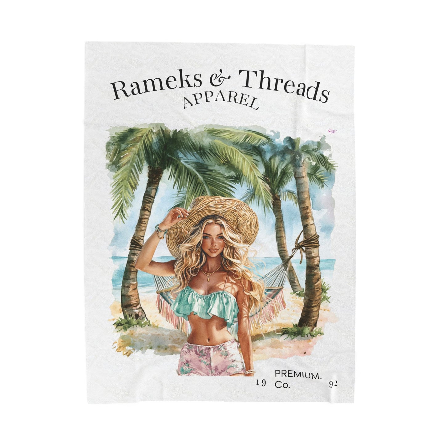 Cute Beach scene Velveteen Plush Blanket #3