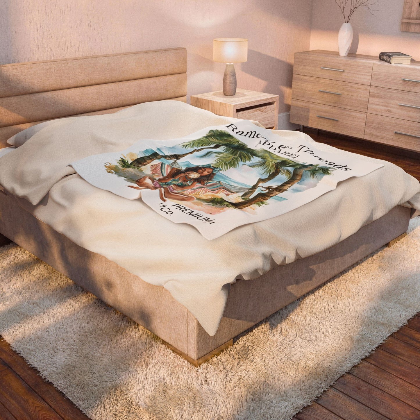 Cute Beach scene Velveteen Plush Blanket #2