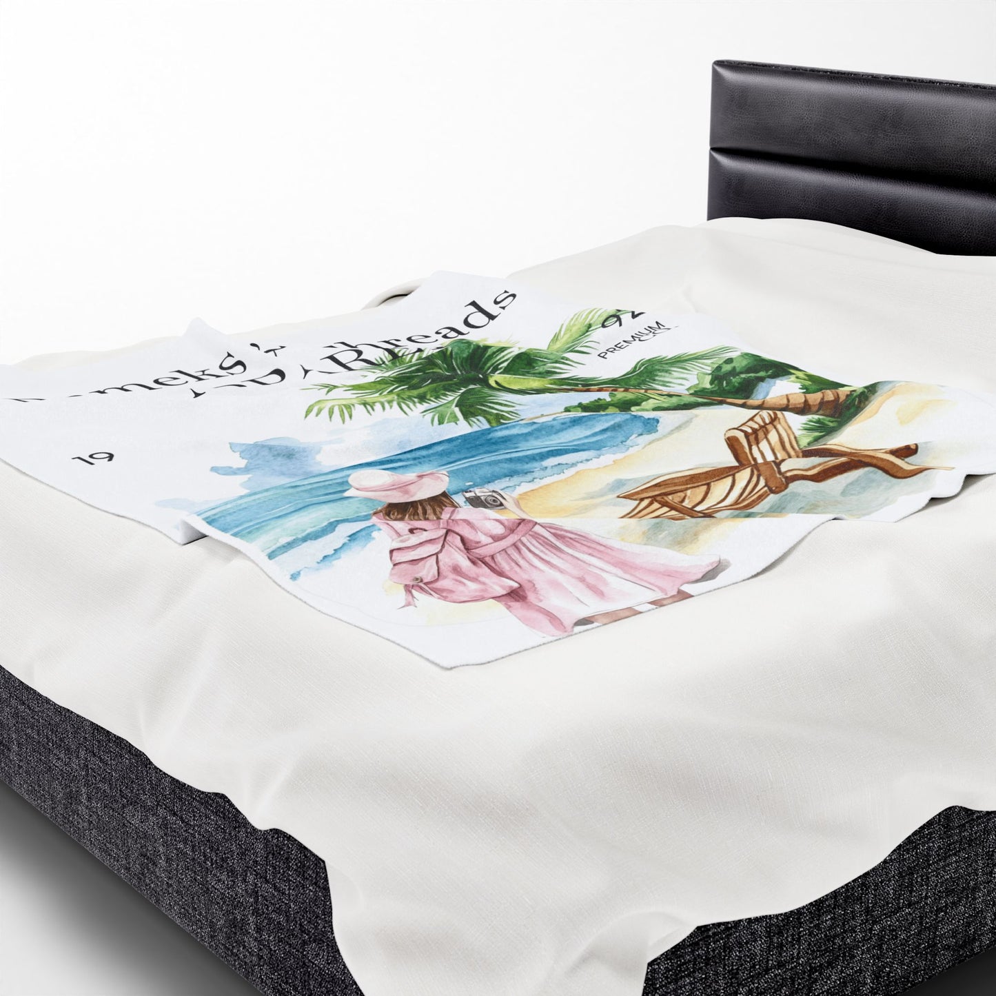 Cute Beach scene Velveteen Plush Blanket #4