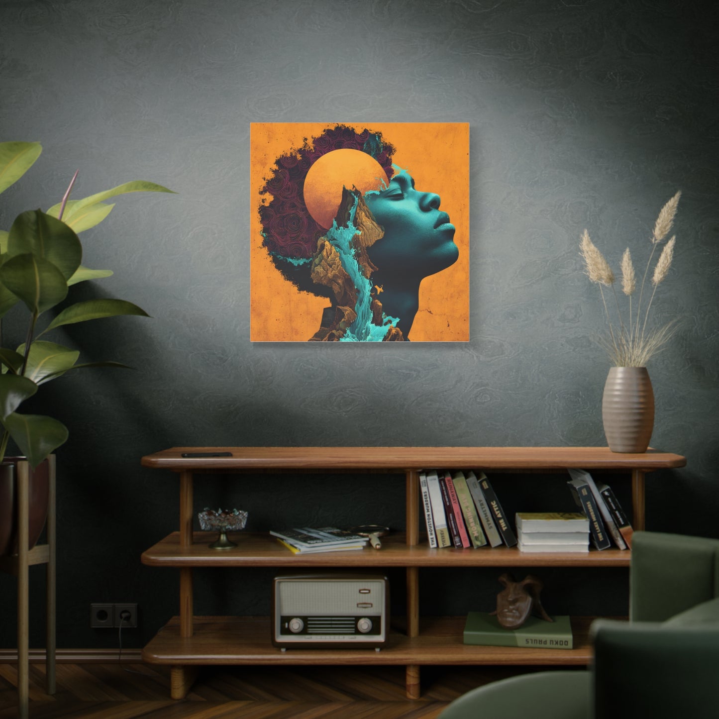 Afrofuturist Canvas Wall Art — 'Solace' Portrait on Matte Stretched Canvas