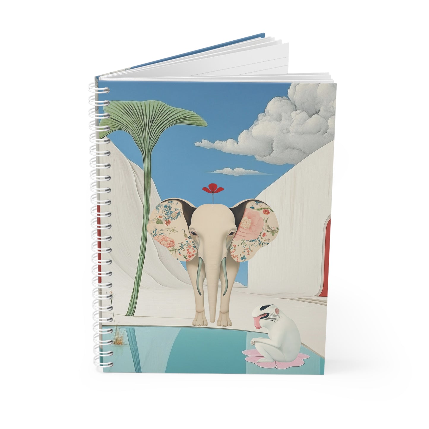Surreal Elephant & Monkey Notebook — Dreamy Botanical Art Journal