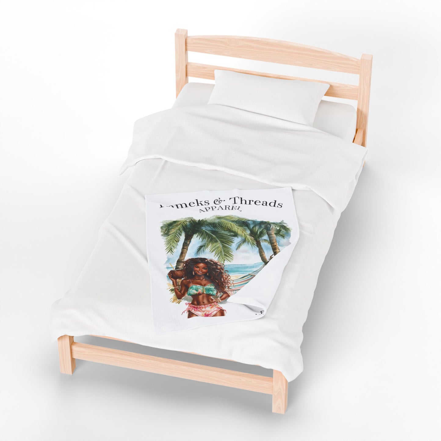 Cute Beach scene Velveteen Plush Blanket