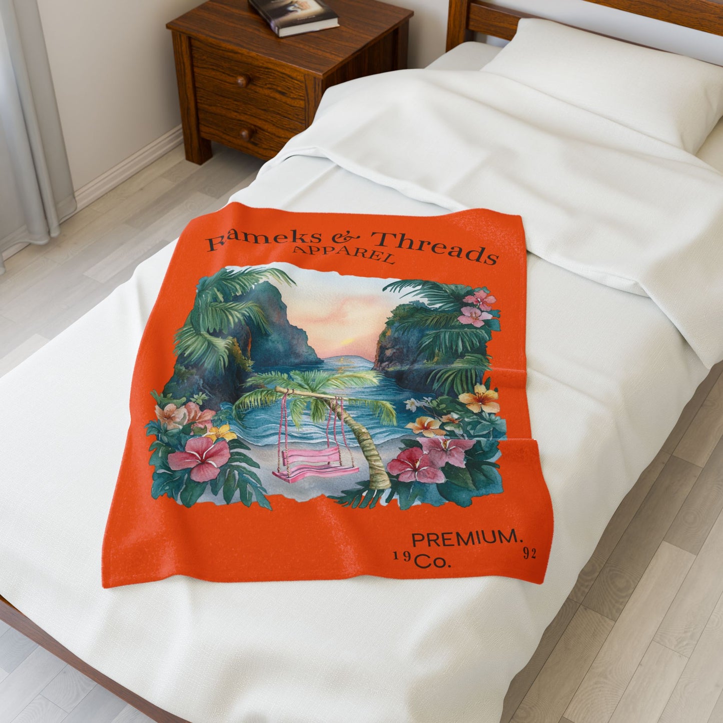 Cute Beach scene Velveteen Plush Blanket #5
