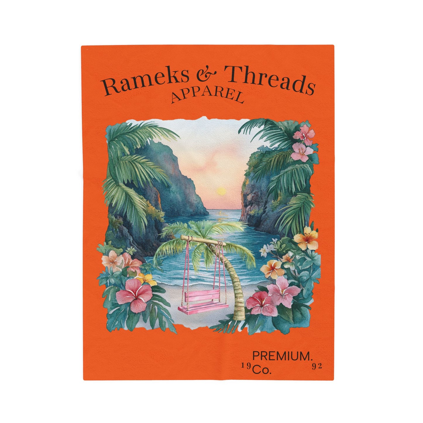 Cute Beach scene Velveteen Plush Blanket #5