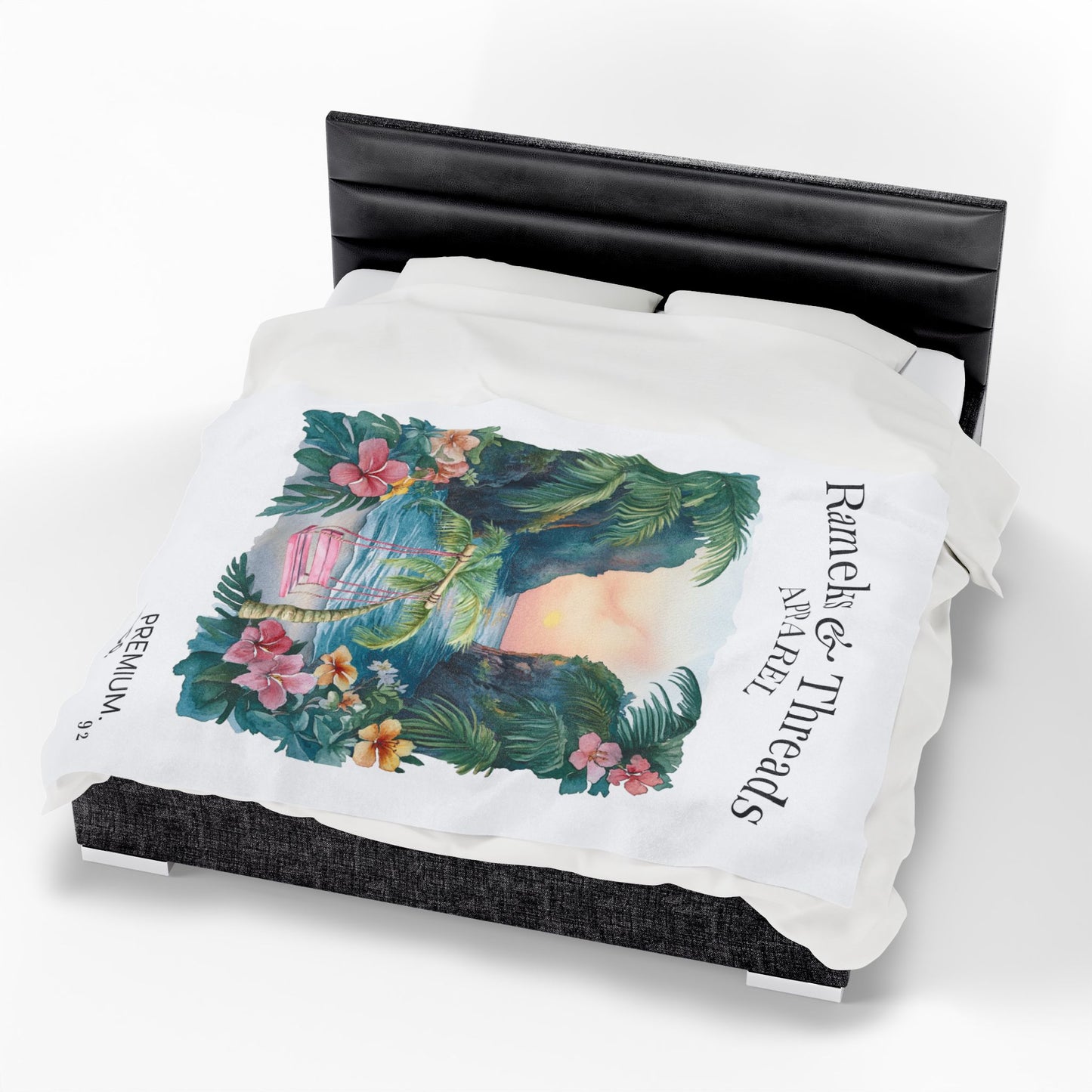 Cute Beach scene Velveteen Plush Blanket