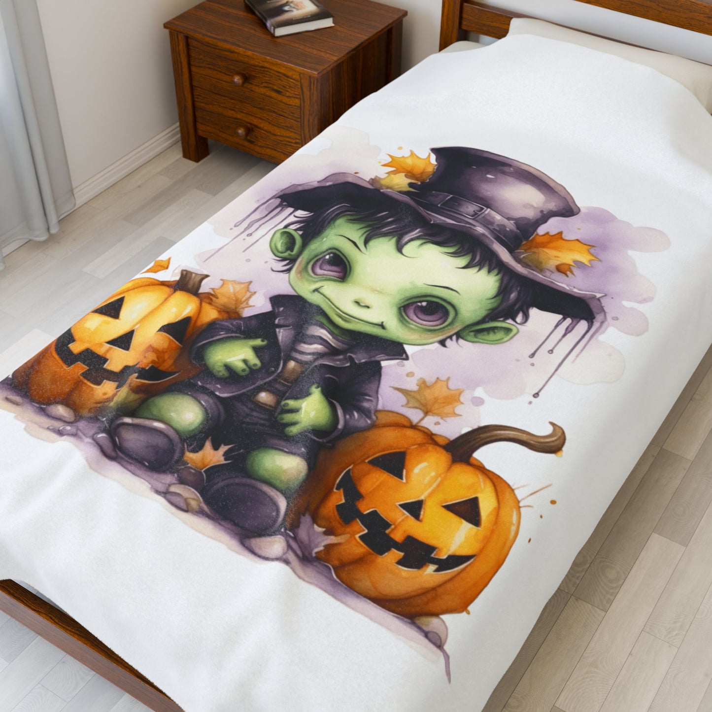 Adorable Halloween Plush Blanket, Cozy Throw for Fall Decor, Kids' Gifts, Spooky Season, Halloween Party Decor, Trick or Treat snuggles
