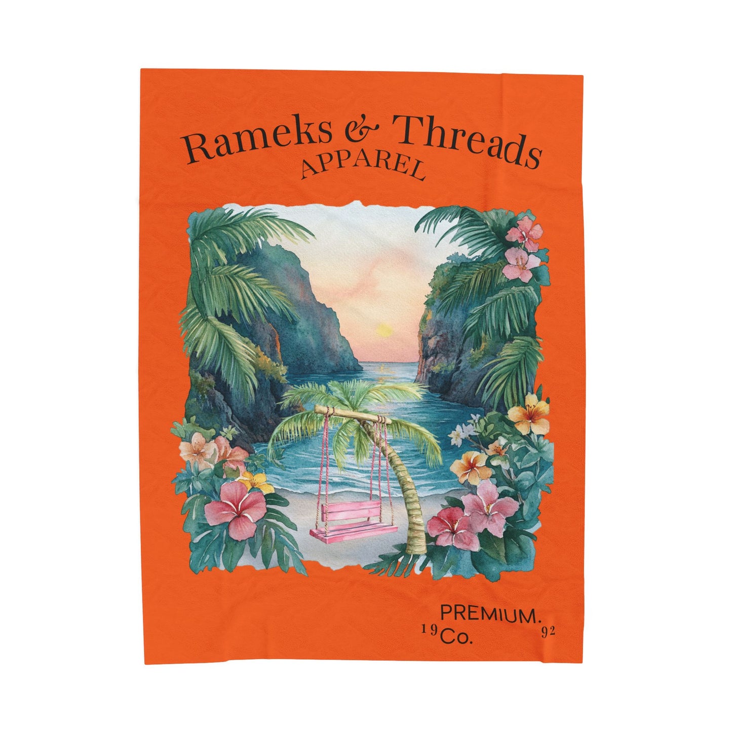 Cute Beach scene Velveteen Plush Blanket #5