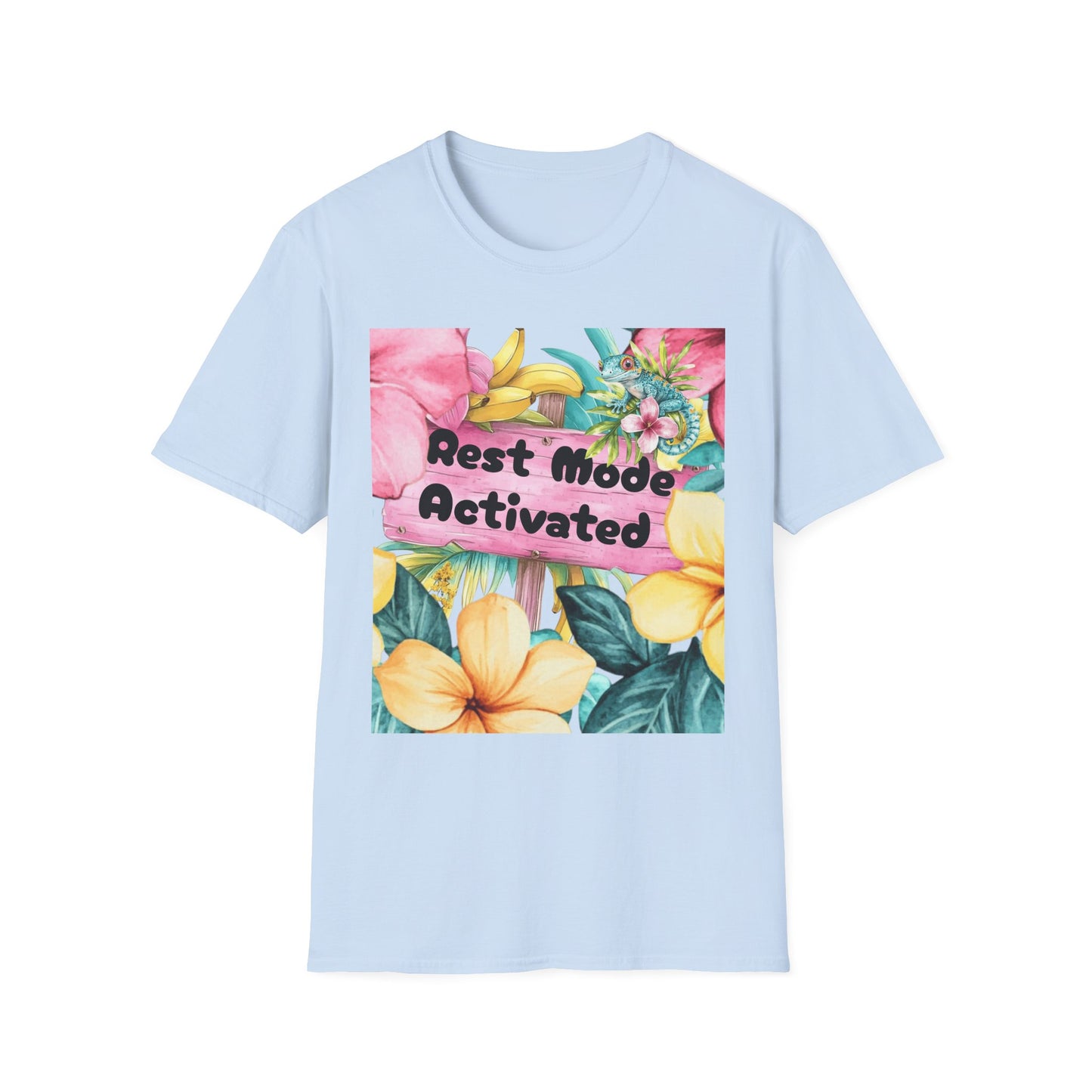 T-Shirt — "Rest Mode Activated" Floral Beach Graphic Tee