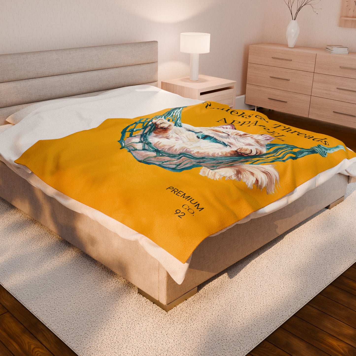 Cute Cat Lovers Cozy Velveteen Plush Blanket,