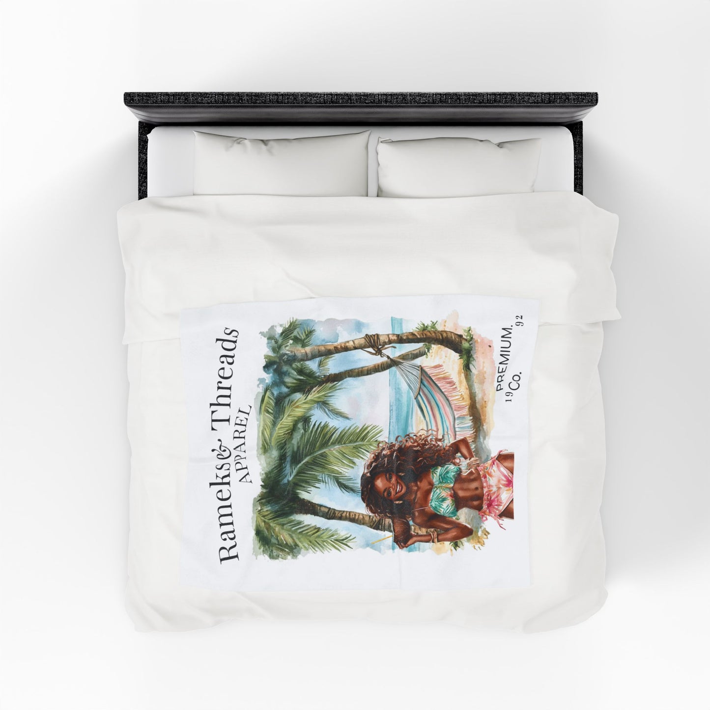 Cute Beach scene Velveteen Plush Blanket