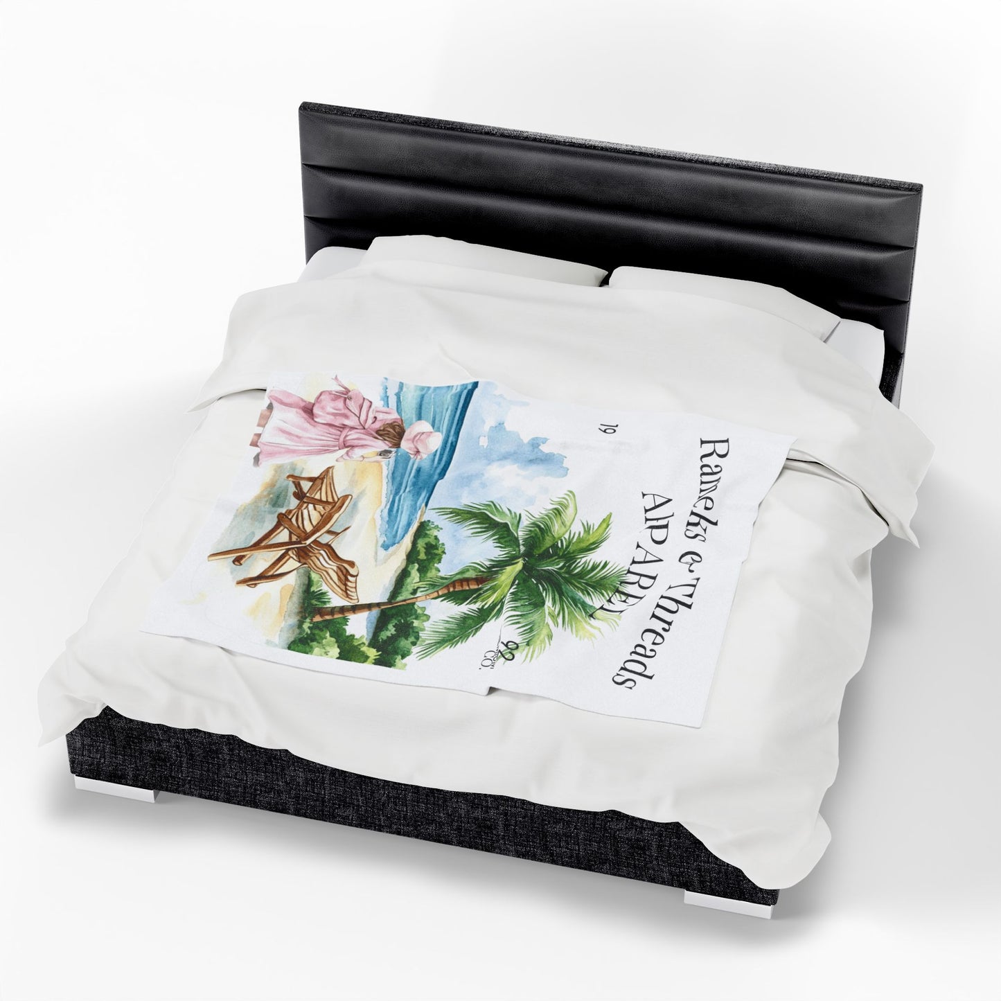 Cute Beach scene Velveteen Plush Blanket #4