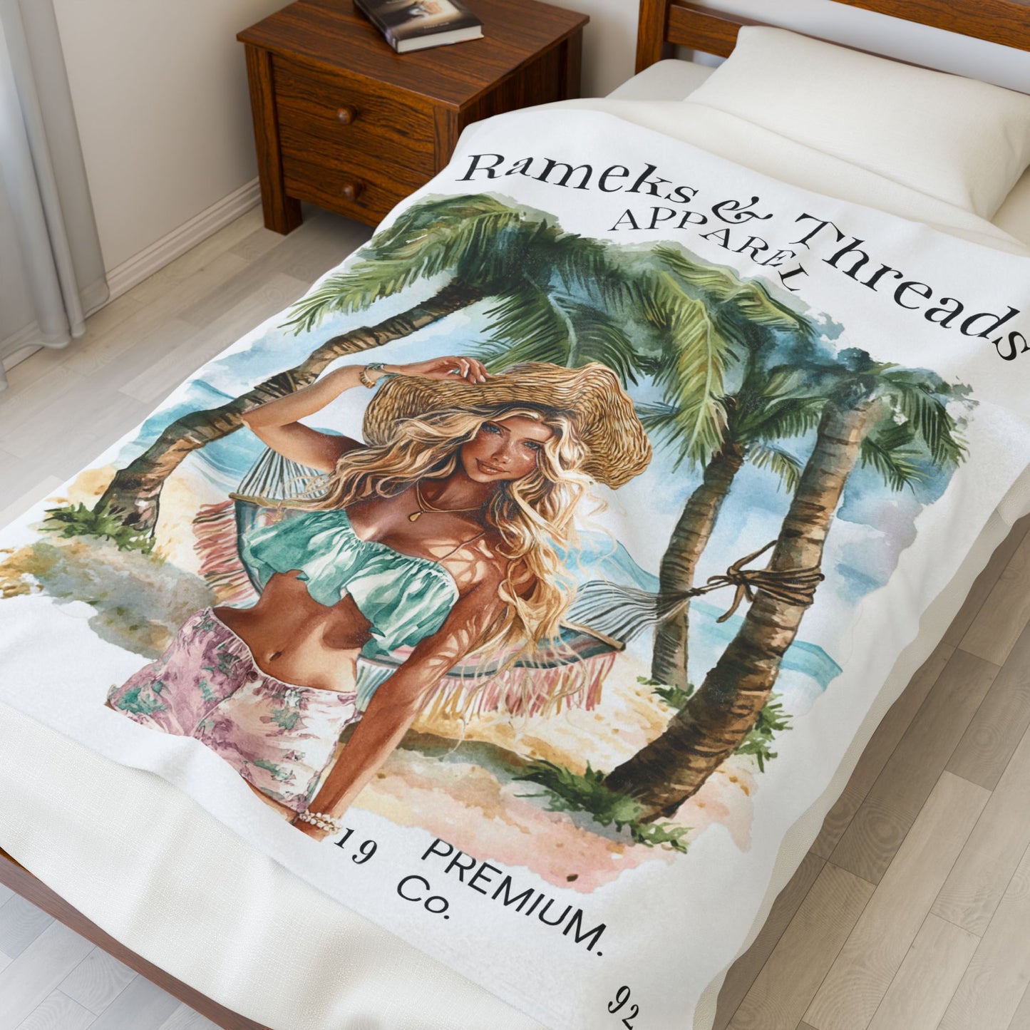 Cute Beach scene Velveteen Plush Blanket #3