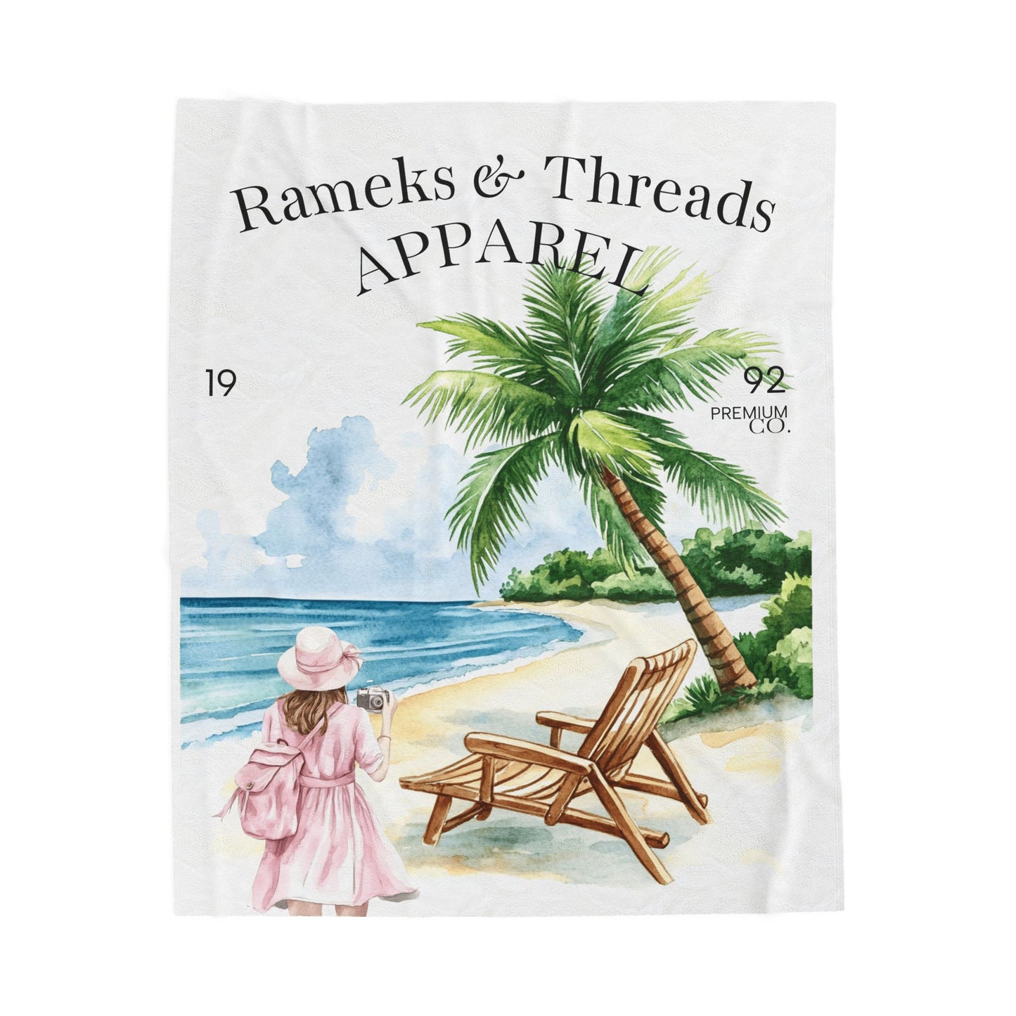 Cute Beach scene Velveteen Plush Blanket #4