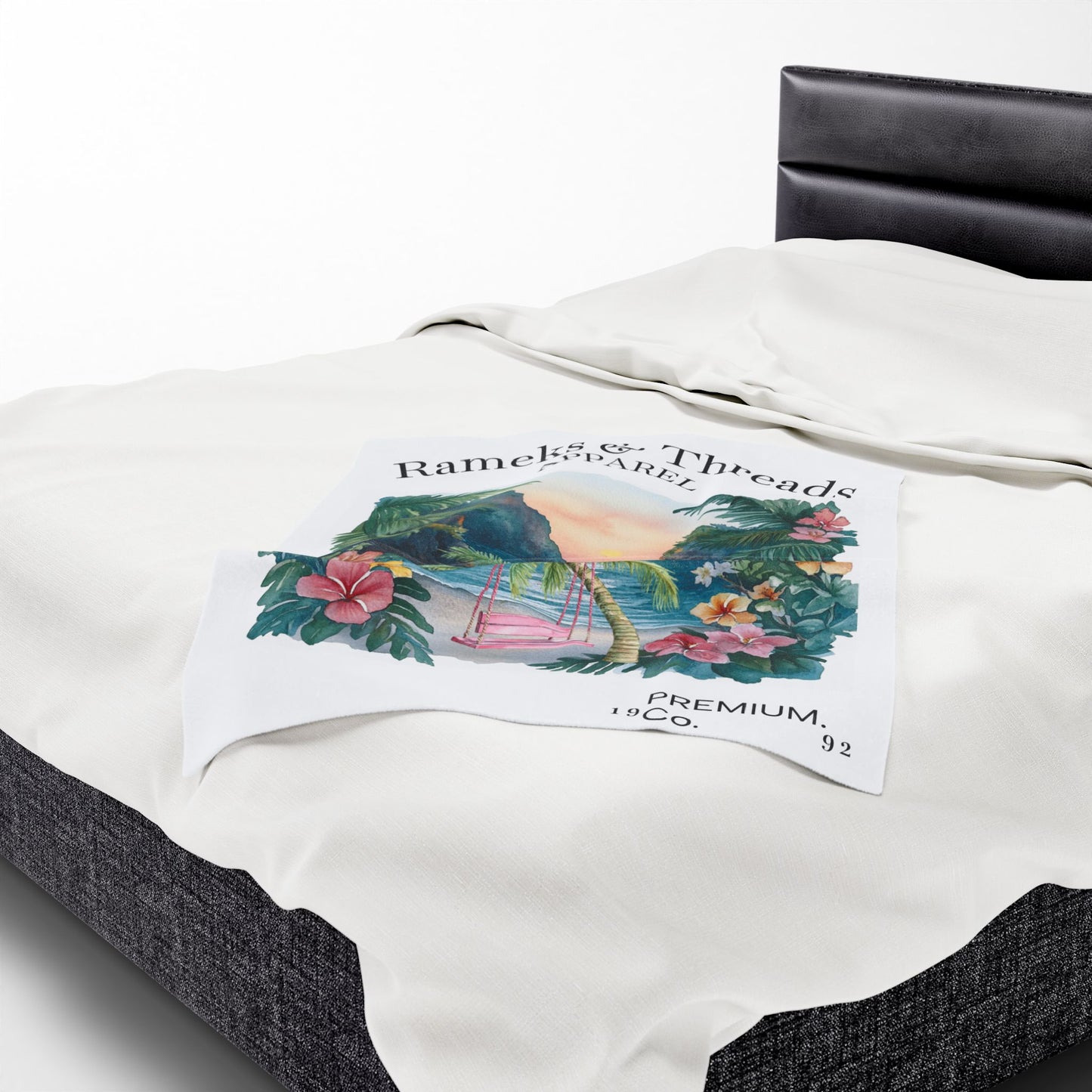 Cute Beach scene Velveteen Plush Blanket