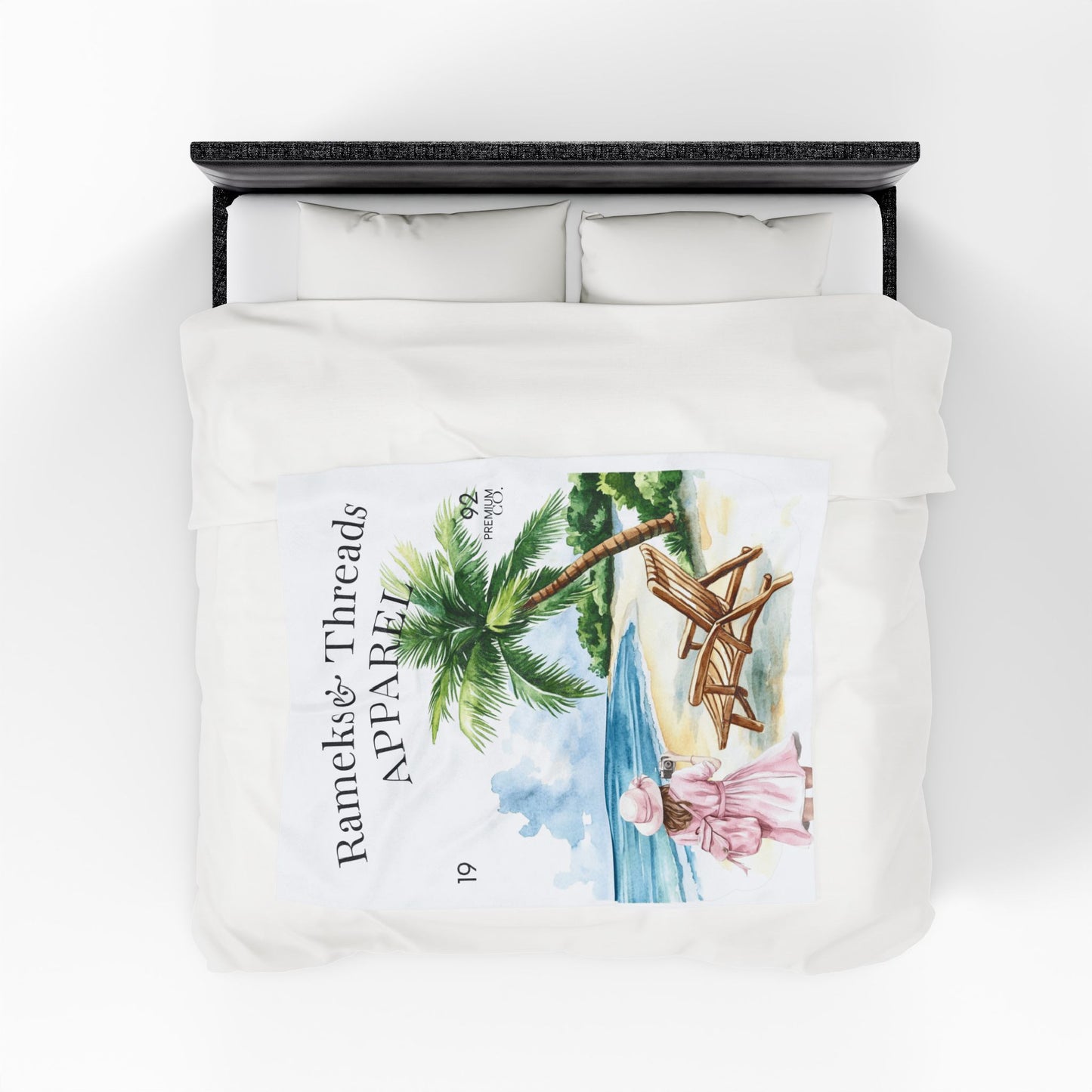 Cute Beach scene Velveteen Plush Blanket #4
