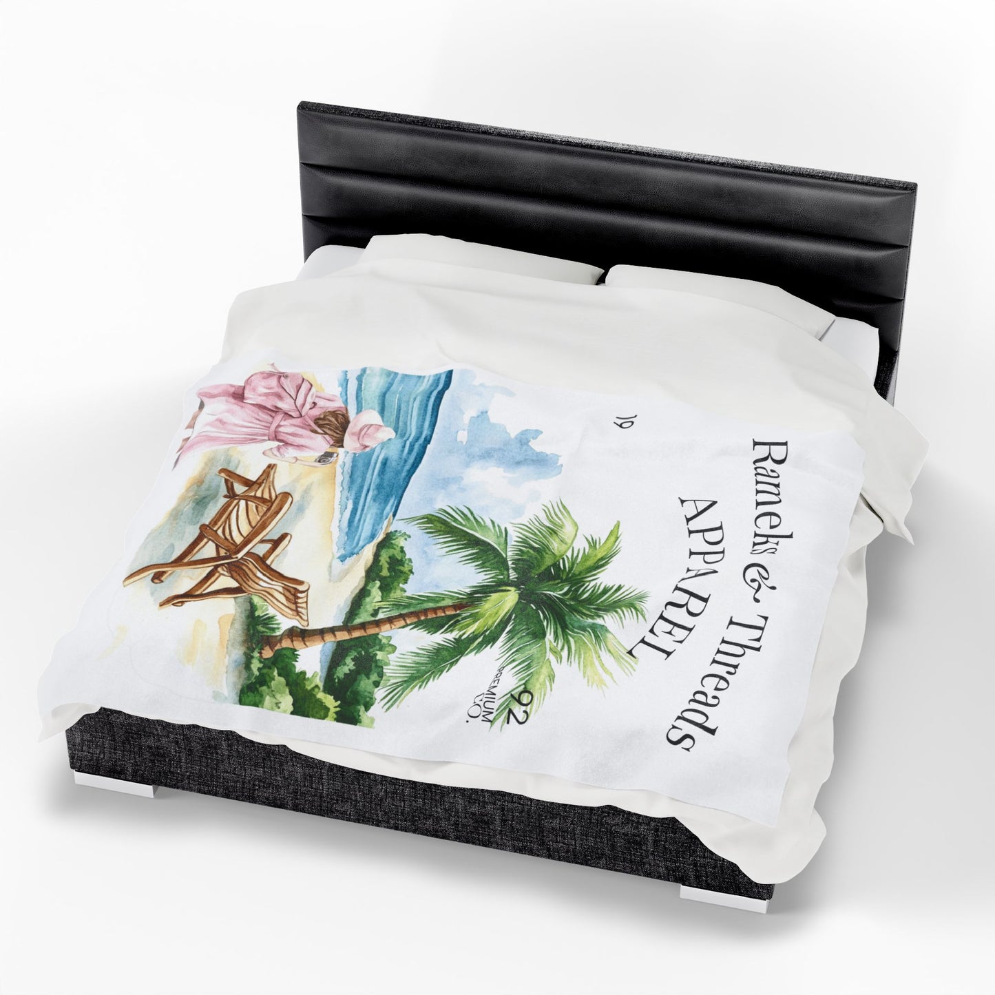 Cute Beach scene Velveteen Plush Blanket #4