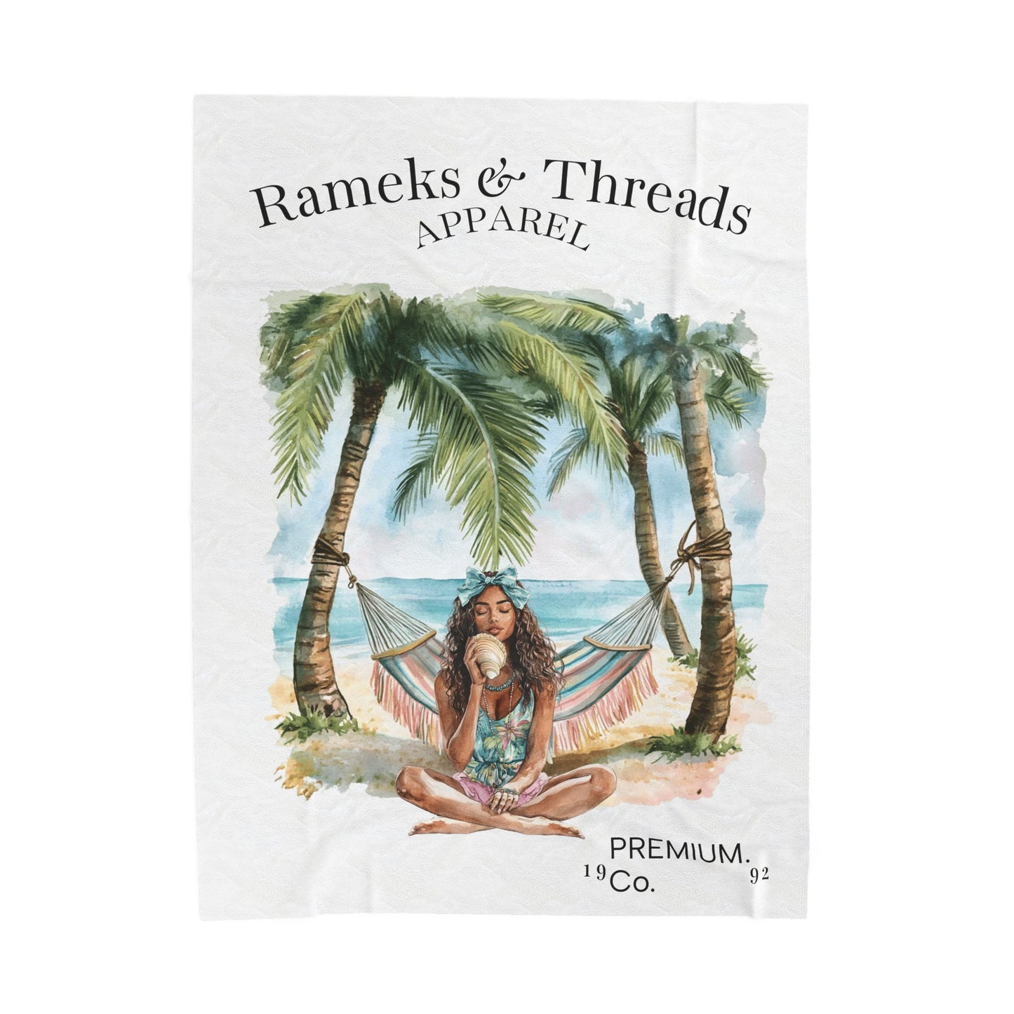 Cute Beach scene Velveteen Plush Blanket #2