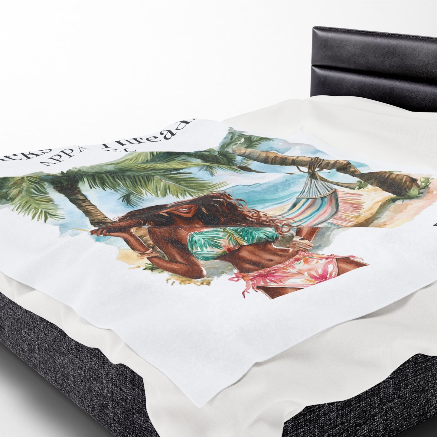 Cute Beach scene Velveteen Plush Blanket