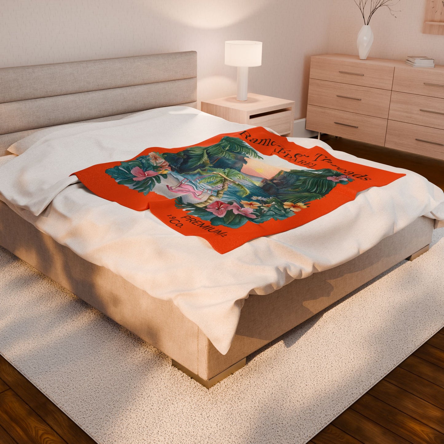 Cute Beach scene Velveteen Plush Blanket #5