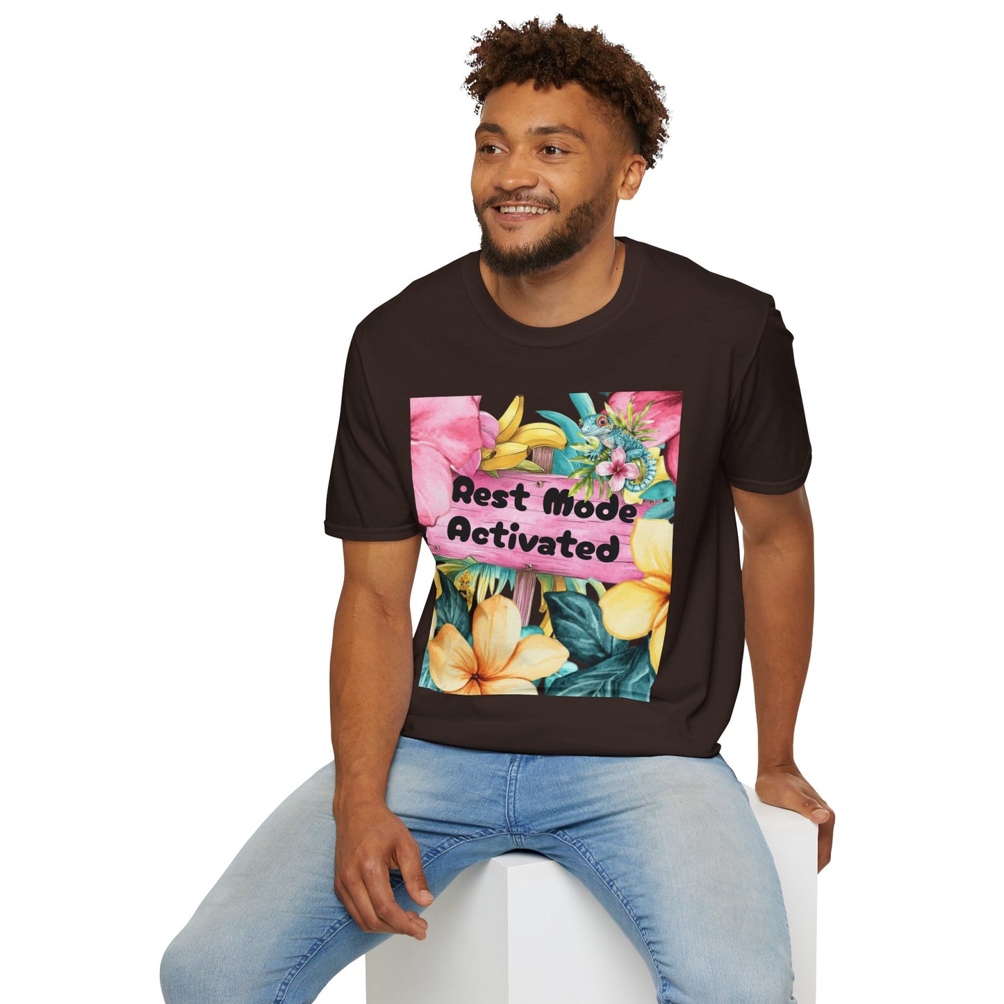 T-Shirt — "Rest Mode Activated" Floral Beach Graphic Tee