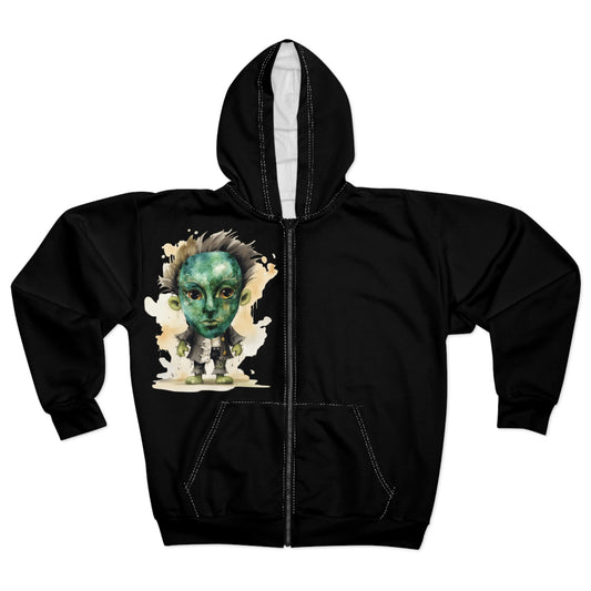 Unisex Graphic Zip Hoodie with Unique Art, Cozy Layering, Perfect for Casual Wear, Gift for Art Lovers, Streetwear, Everyday Comfort
