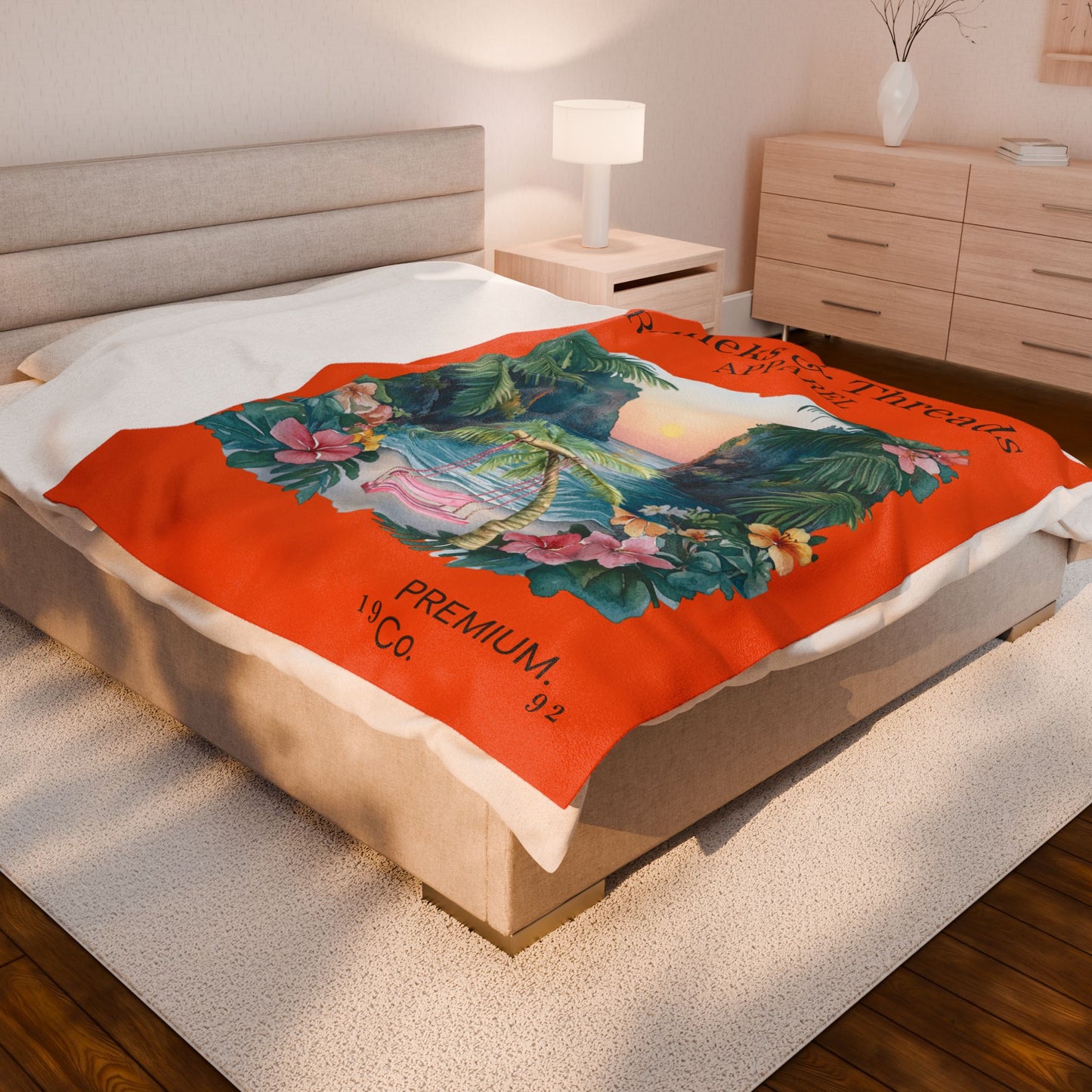 Cute Beach scene Velveteen Plush Blanket #5