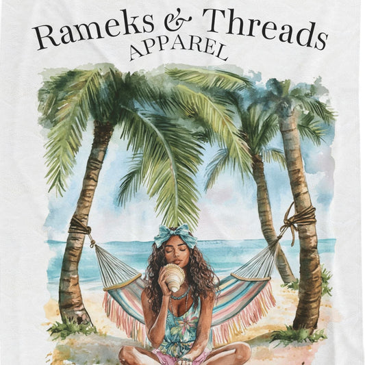 Cute Beach scene Velveteen Plush Blanket #2