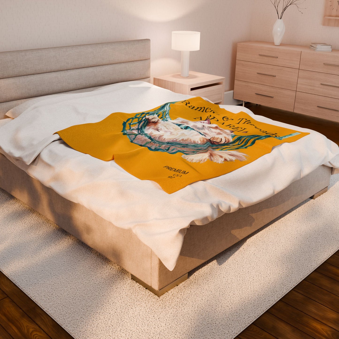 Cute Cat Lovers Cozy Velveteen Plush Blanket,