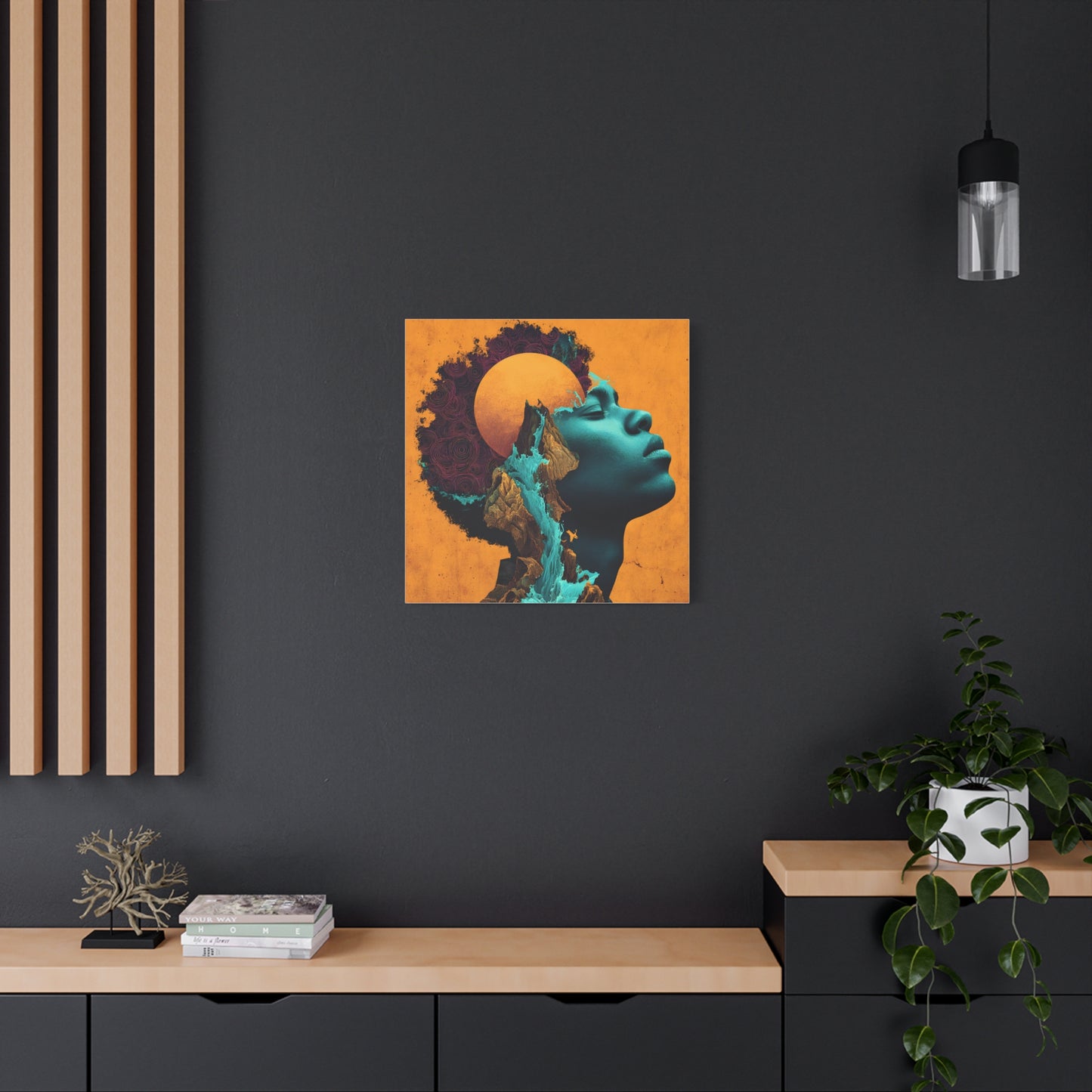 Afrofuturist Canvas Wall Art — 'Solace' Portrait on Matte Stretched Canvas