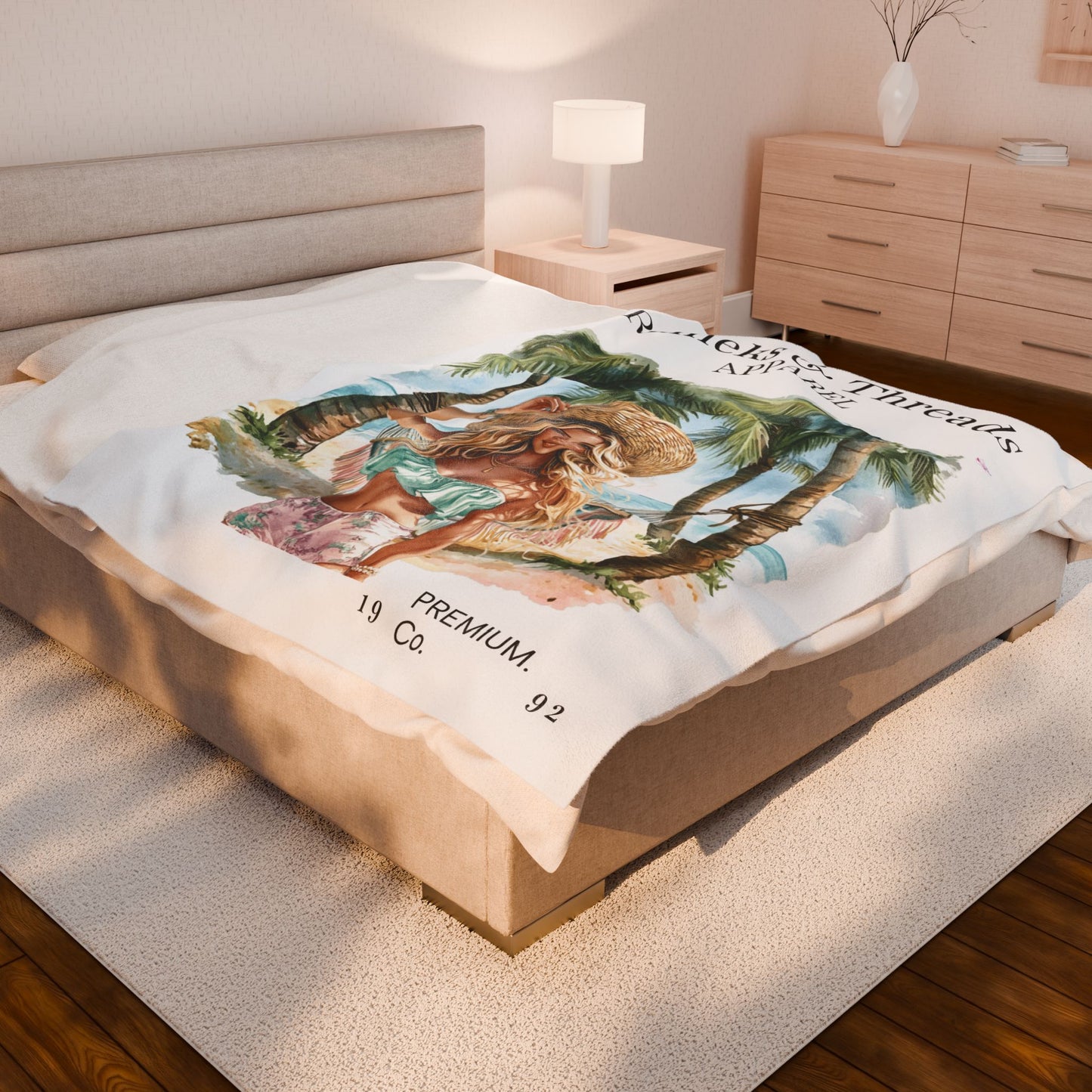 Cute Beach scene Velveteen Plush Blanket #3