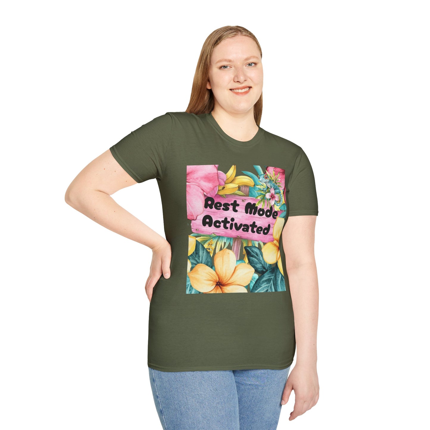 T-Shirt — "Rest Mode Activated" Floral Beach Graphic Tee