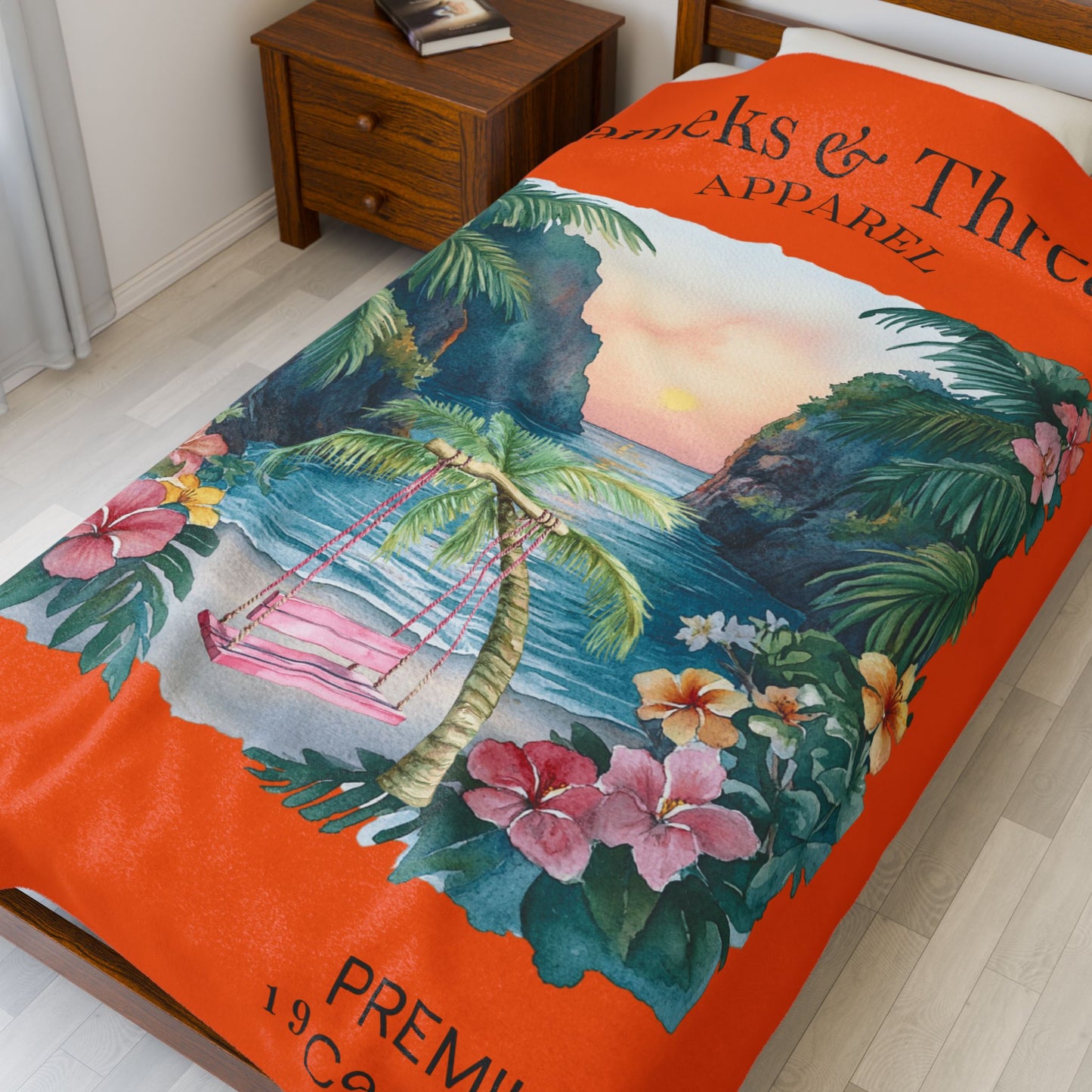 Cute Beach scene Velveteen Plush Blanket #5
