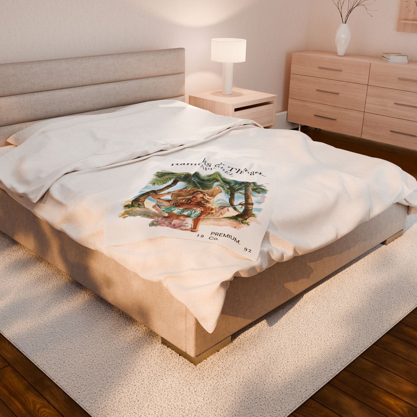 Cute Beach scene Velveteen Plush Blanket #3