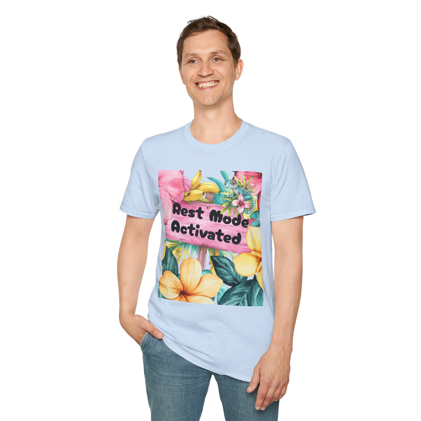 T-Shirt — "Rest Mode Activated" Floral Beach Graphic Tee