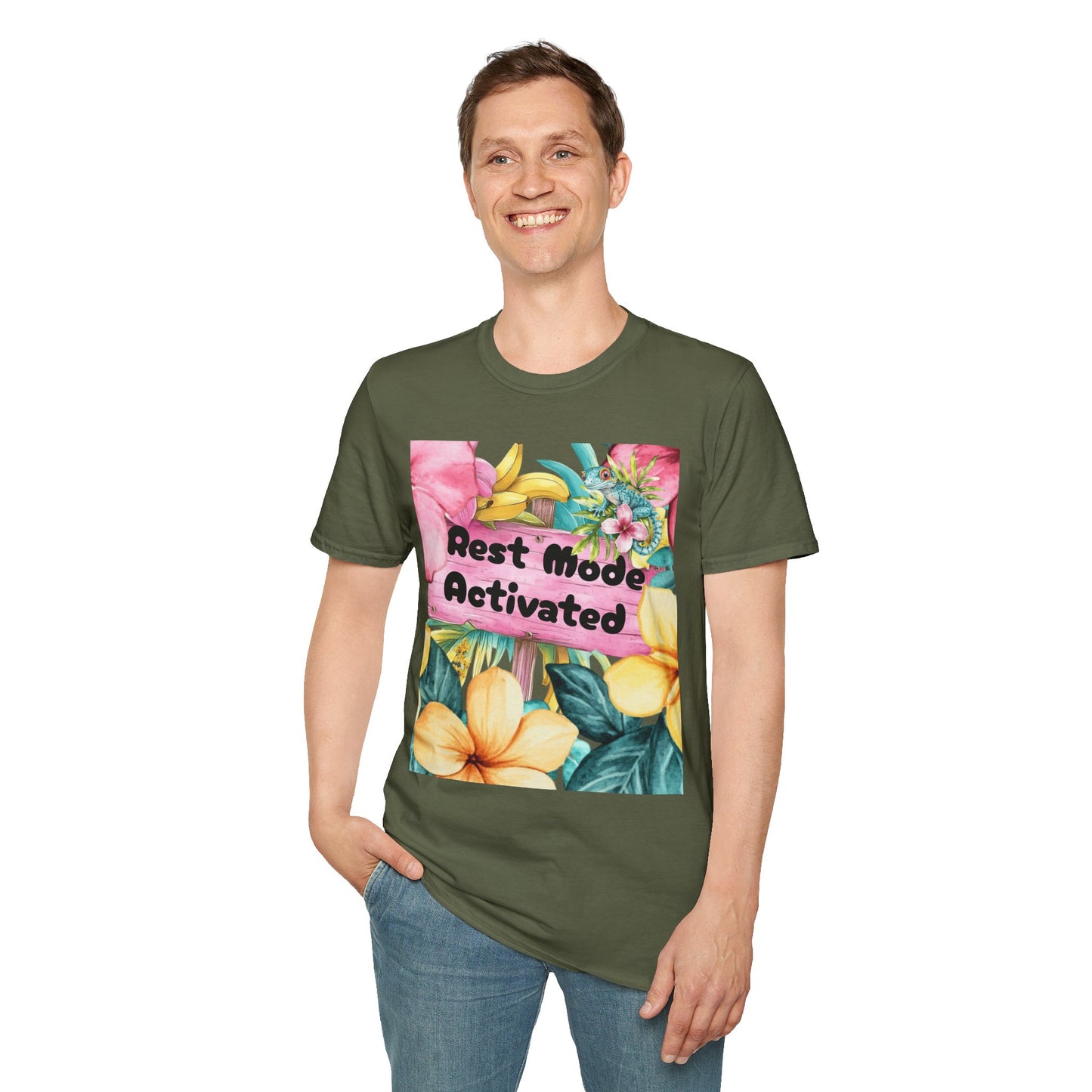T-Shirt — "Rest Mode Activated" Floral Beach Graphic Tee