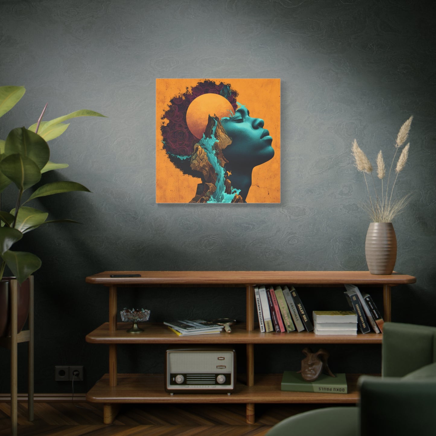 Afrofuturist Canvas Wall Art — 'Solace' Portrait on Matte Stretched Canvas