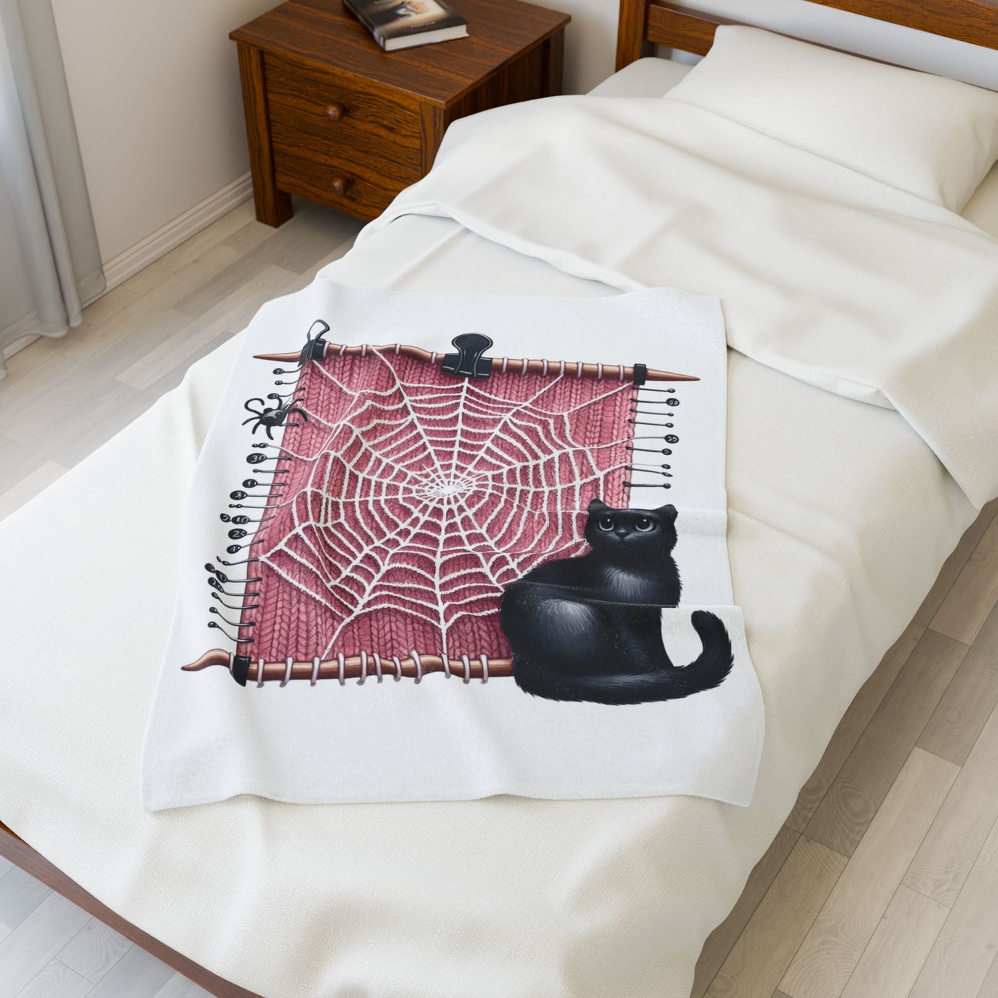 Cozy Cat-Themed Velveteen Plush Blanket | Purr-fect for Halloween, Home Decor, Cat Lovers, Gift for Her, Cozy Nights